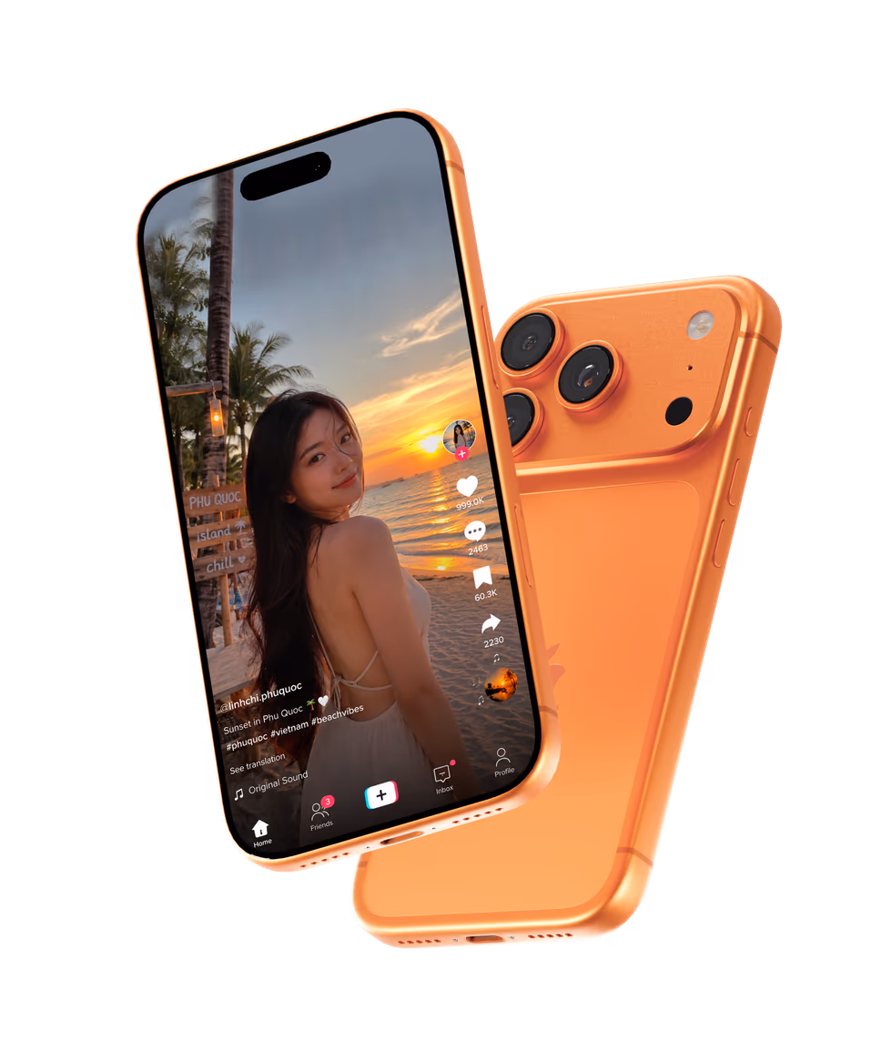 Creator holding a phone showing island content